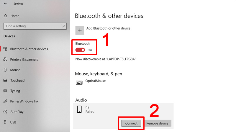 Kết nối tai nghe Bluetooth với máy tính Windows